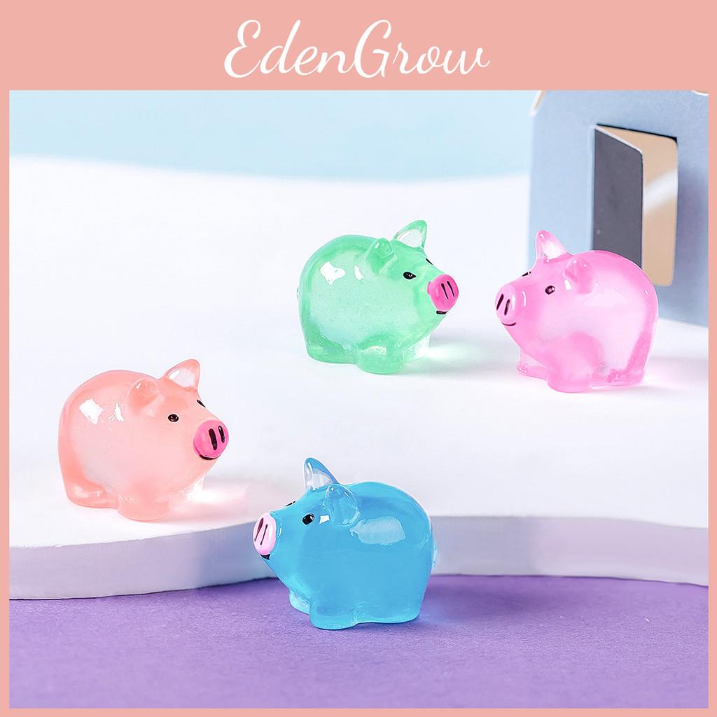 Cute Luminous Pig Resin Figurine For Miniature Garden And Desktop Decor