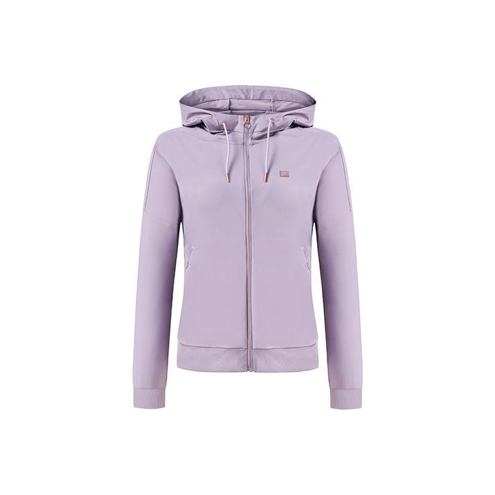 Fila Athletics Solid Logo High Elastic Breathable Sports Knitted Hoodie Women Hoodies Midnight-Purple A11W231504F-PU