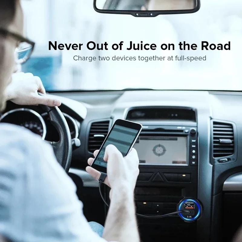 3.1A Car Charger PD QC 3.0 LED Dual USB Plug Phone Charge Adapter For iPhone 12 11 Samsung Xiaomi Huawei Fast Charging