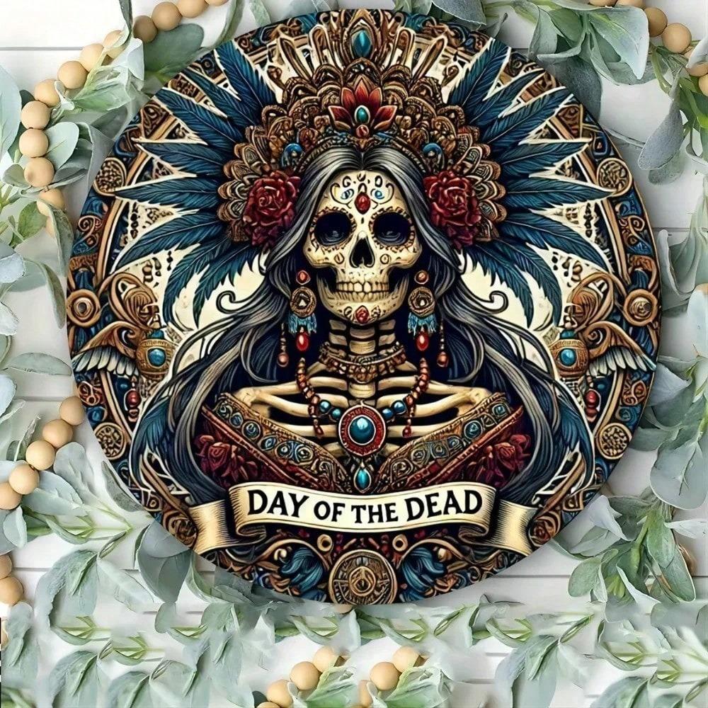 Vintage Halloween Skeleton Metal Sign Retro Aluminum Wall Art Gothic Home Decor Horror Gift