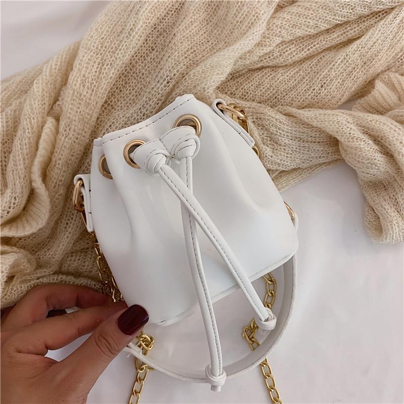 Fashionable Mini Bucket Bags For Women Trendy Solid Versatile Chain Crossbody Bag Summer PU Leather Cute Female Shoulder Purses