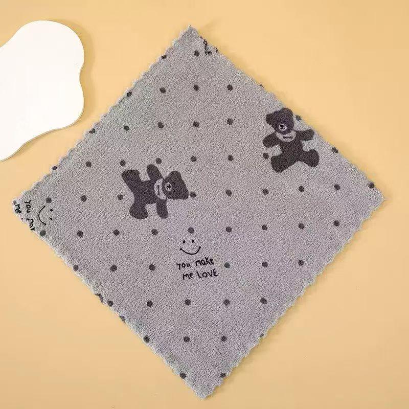 Thickened Cute Pure Cotton Square Hanging Towel for Kids - Large, Absorbent, Lint-Free, Super Soft 30x30 cm