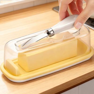 Nordic Sealed Butter Box with Cover Knife Butter Plate Butter Dish Cheese Storage Box Household Tableware Kitchen Supplies