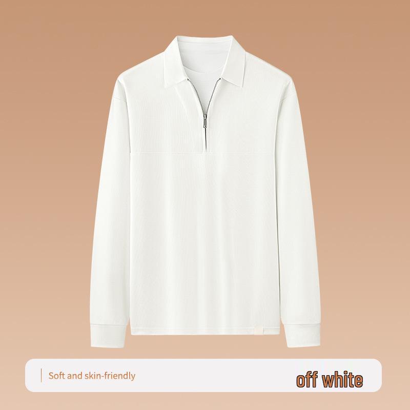 

Men s 2026 Autumn/Winter Fake Two-Piece Half-Zip Collared Sweatshirt L брудно-білий
