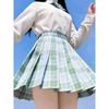 Grid Shaped High Waisted A- line Skirt Plaid High Waist Preppy Style A- line Skirt