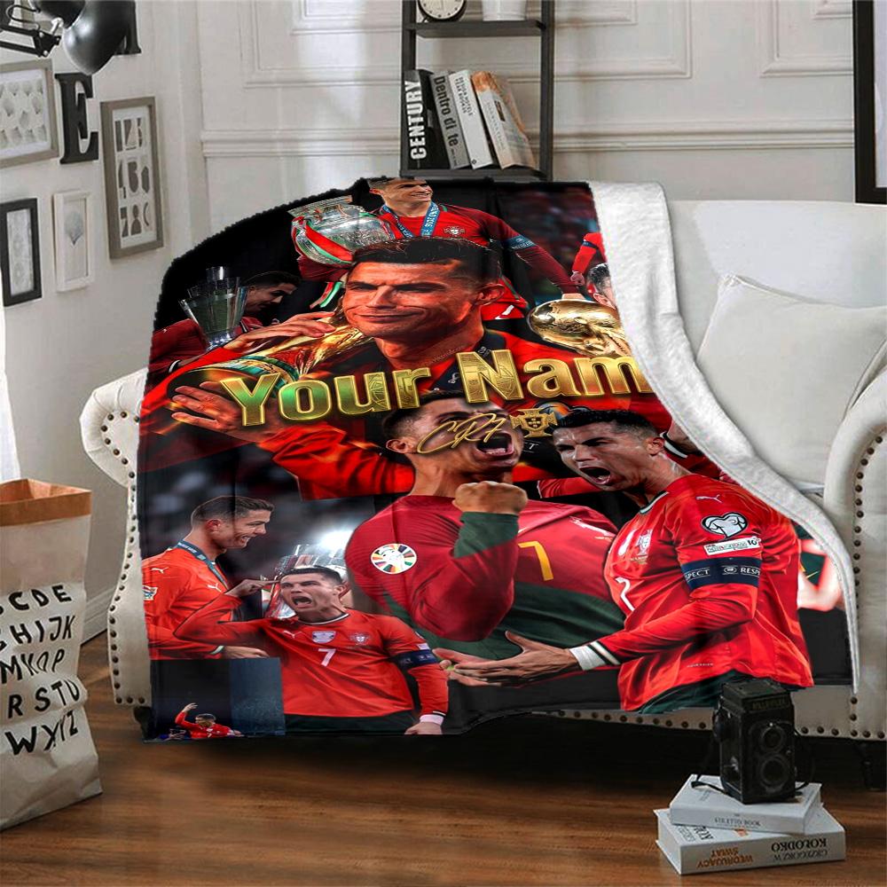 Cristiano Ronaldo (32) Personalized Text Blanket Cozy Personalized Blanket Ultra-Soft Throw For Bedding Home Decor Living Room Picnics All-Season Use
