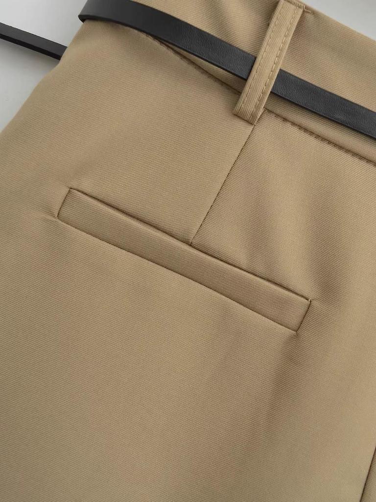 Plus Size European-Style High Waist A-Line Skort with Belt for Women