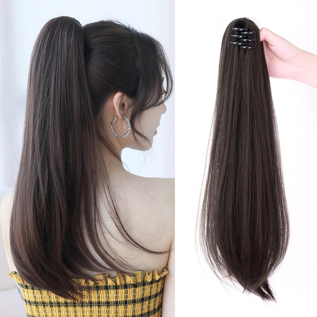 High Quality 20 Inch Ponytail Wig Female Internet Celebrity Invisible Small Clip Simulated Straight Hair Soft Fluffy Commonly Used Daily
