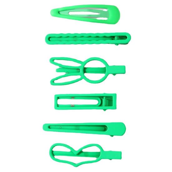 6 szt./zestaw Wsuwki do włosów dla dziewczynki Królicze uszy Serce Kształt geometryczny Klipsy do włosów Metalowe ażurowe Wsuwki Klipsy boczne Akcesoria do włosów na imprezę