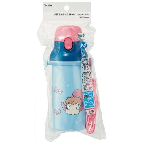 Skater Children's Water Bottle, 480ml, Direct Drinking, Plastic, One-Touch Operation, Dishwasher Safe, Made in Japan, Studio Ghibli, Ponyo on the Clif