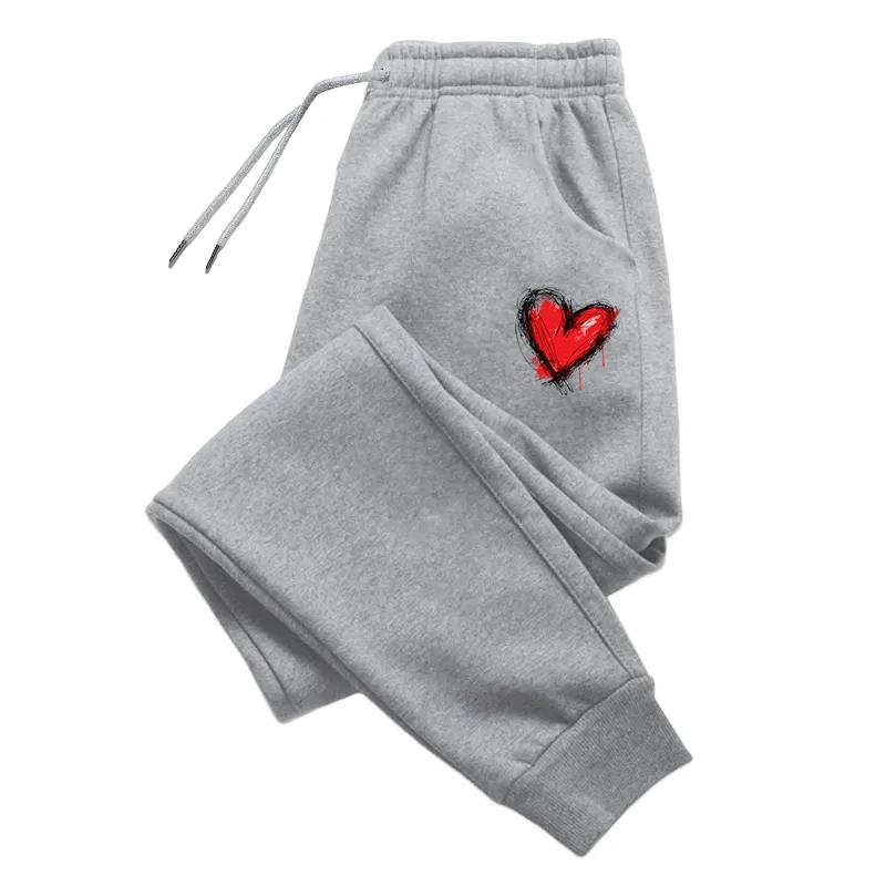 Women's Heart Print Sweatpants All Season Daily Casual Sport Jogger Pants Female Home Outdoor Comfort Breathable Loose