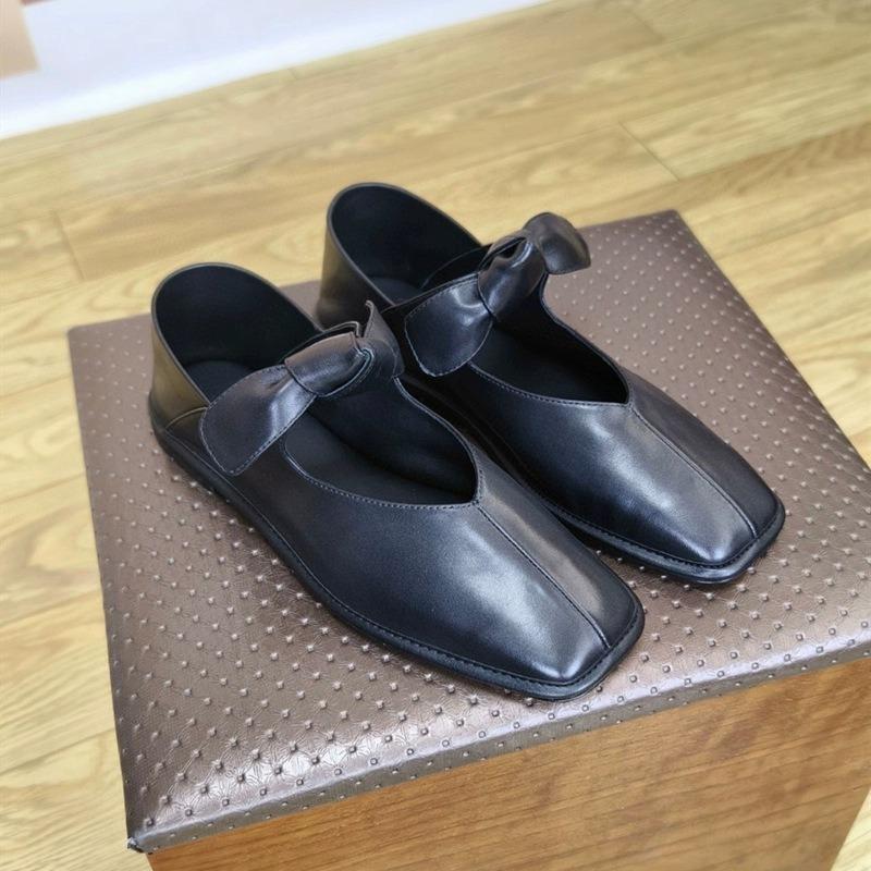 

Niche bow flat Mary Jane shoes women s retro square head versatile single shoes ballet shoes grandma shoes 35 чёрный