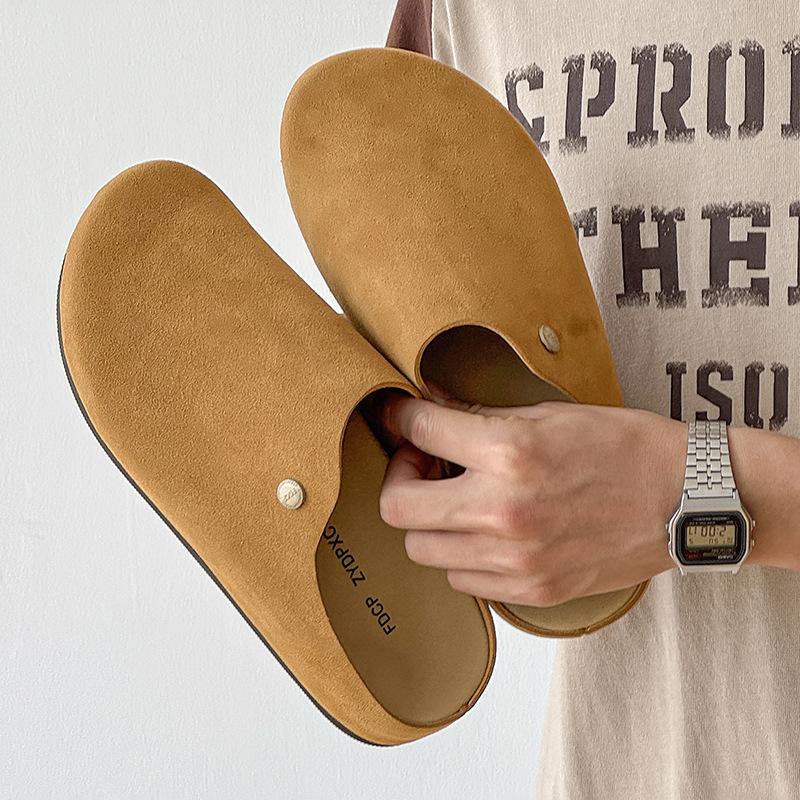 Boken bag head half slippers men's new outer wear retro fashion versatile thick bottom 85167 yellow-J