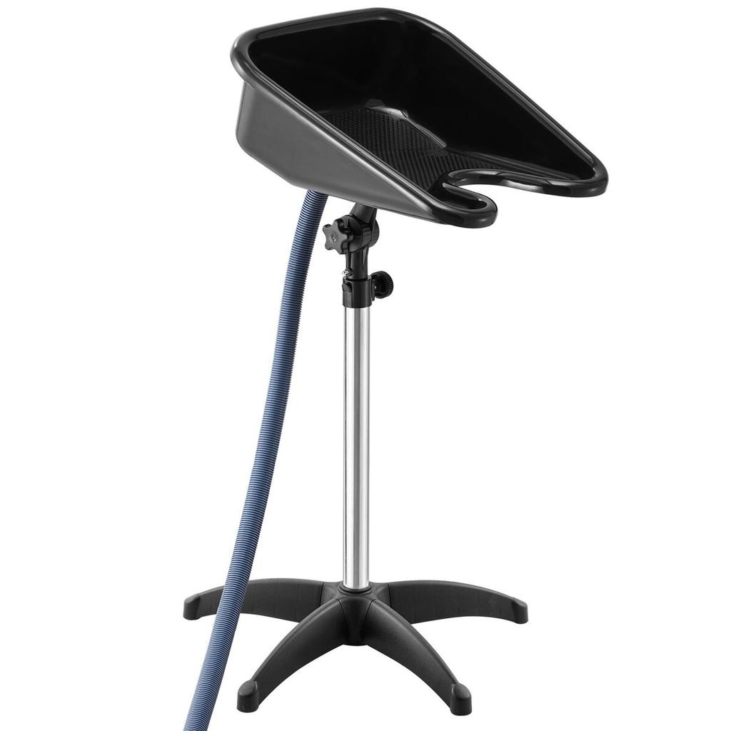 Portable Shampoo Bowl, Shampoo Sink with Adjustable Height & Angle, Salon Hair Wash Sink with Drain Hose and Star-Shaped Support Base for Barbershop