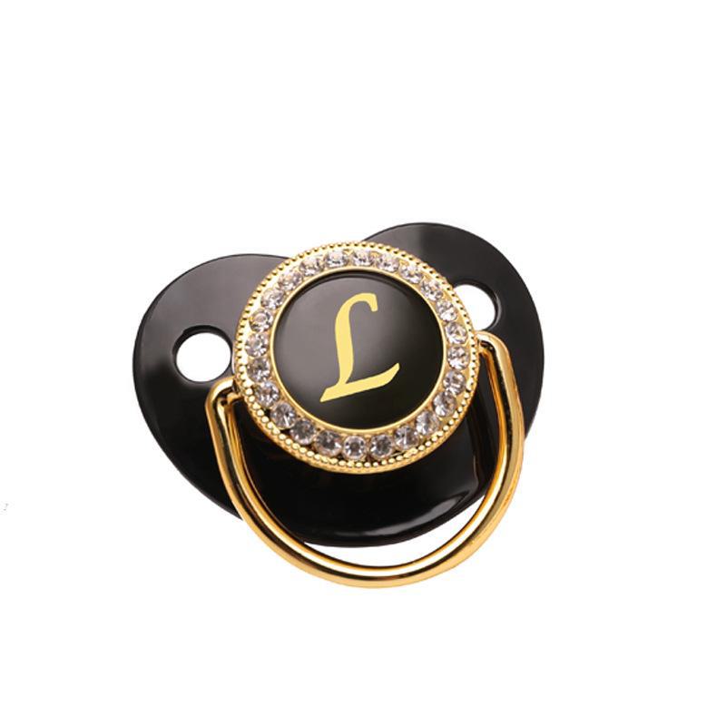 Cross-Border Baby Pacifier with 26 Black Diamond Letters
