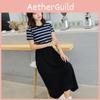 Premium Quality Women Summer Dress Casual Stripe Tank Short Sleeve Long Dress For Versatile Summer Style