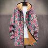 New Jacket Multi-colored Pattern Elements B1 Zipper Hooded Cardigan Thickened Winter Fleece Trendy Padded Clothes