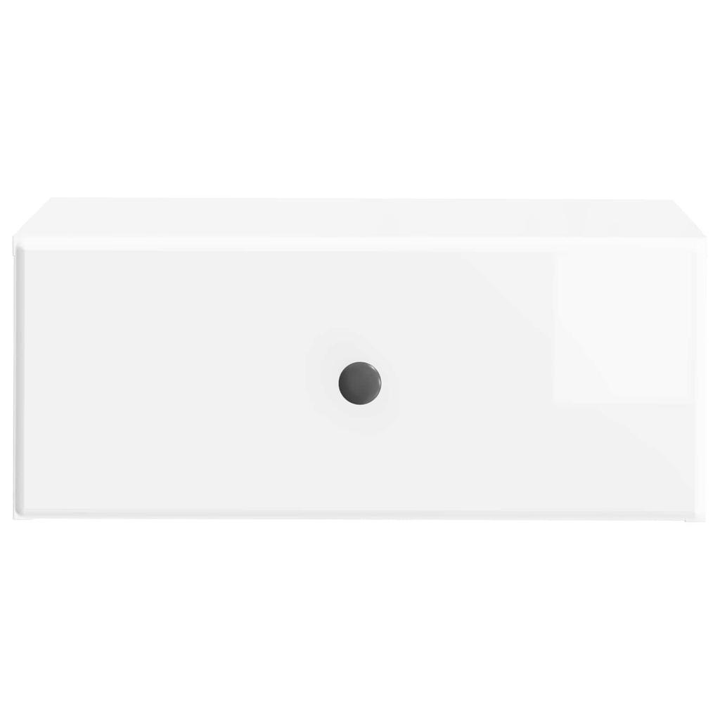 Wall Mounted Nightstand High Gloss White 49 x 34.5 x 20 cm