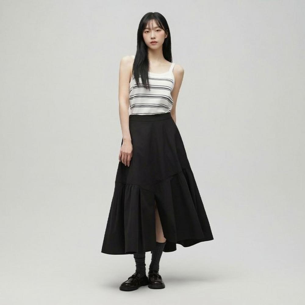Asymmetrical Ruffle Long Skirt As1ws262 BK (black)/FF