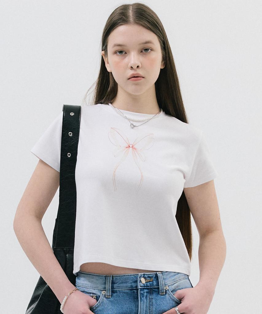 Damiswi Ribbon Butterfly T-Shirt_White