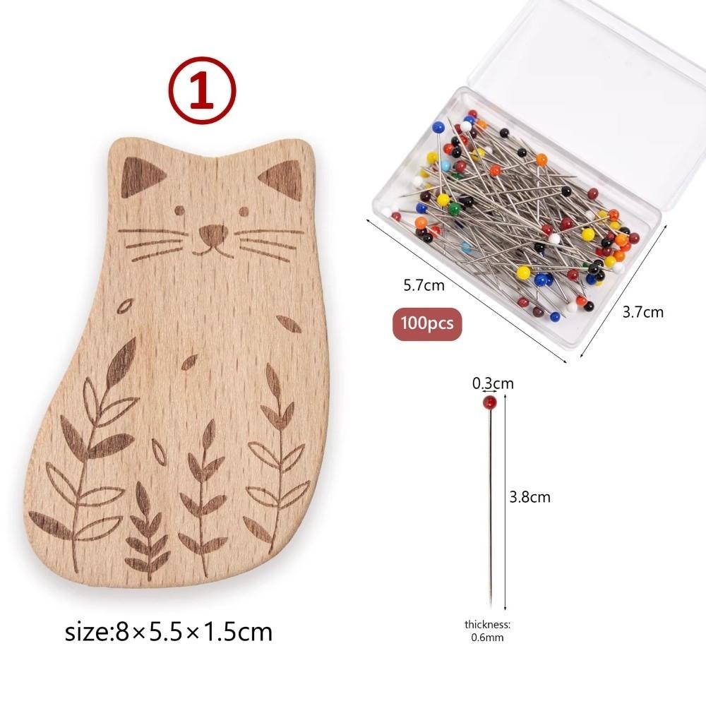 DIY Animal Magnetic Pin Holder 38mm Cross Stitch Sewing Pins Beech Wood Sewing Crafts Tool Needle Storage Picker Holder