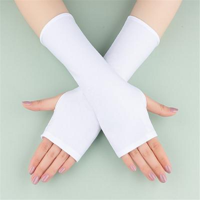 Summer Solid Mittens Arm Cool Cycling Half Finger Sleeves Sunscreen Protection Long Gloves Fingerless