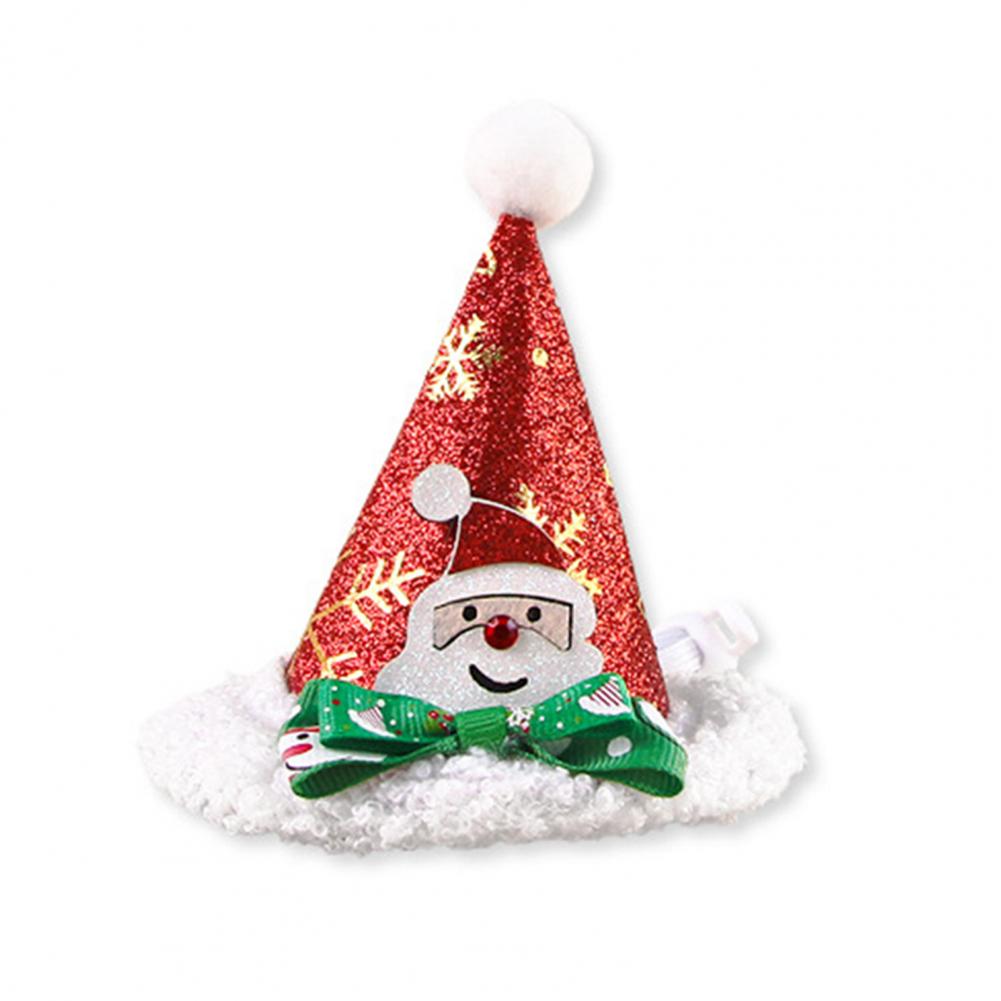 Elastic Strap Pet Headgear Cat Dog Holiday Headwear Festive Pet Christmas Hats for Cats Dogs Xmas Tree Santa Claus Glitter