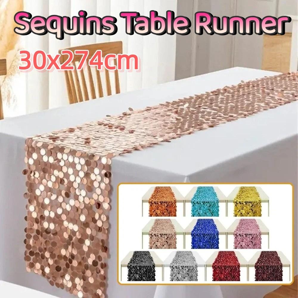 Sparkling Sequins Table Runner Fish Scale Glitters Table Cover Underwater Themed Parties