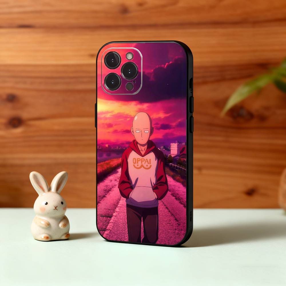 One P-Punch Anime S-Saitama M-Man Phone Case For iPhone17 16 15 14 13 12 11 Pro Max Plus,5G Soft Black Case