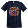 Anime Swordsman T Shirt Neon Orange Blue Abstract Warrior Graphic Tee Gift Art
