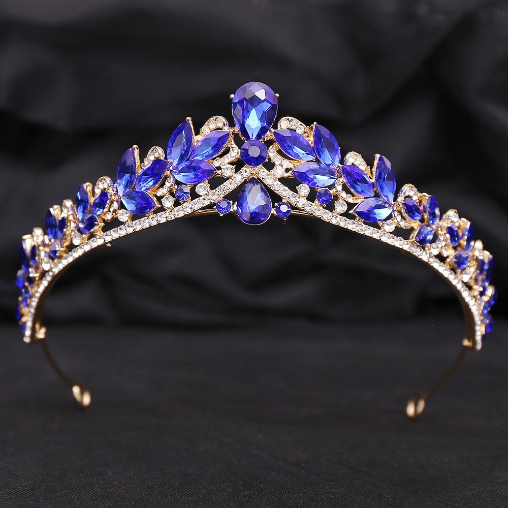 DIEZI Koreanische Süße Rote Grüne Blaue Kristall Diadem für Frauen Hochzeit Geburtstagsparty Kleid Elegant Königin Braut Braut Krone Haarreif