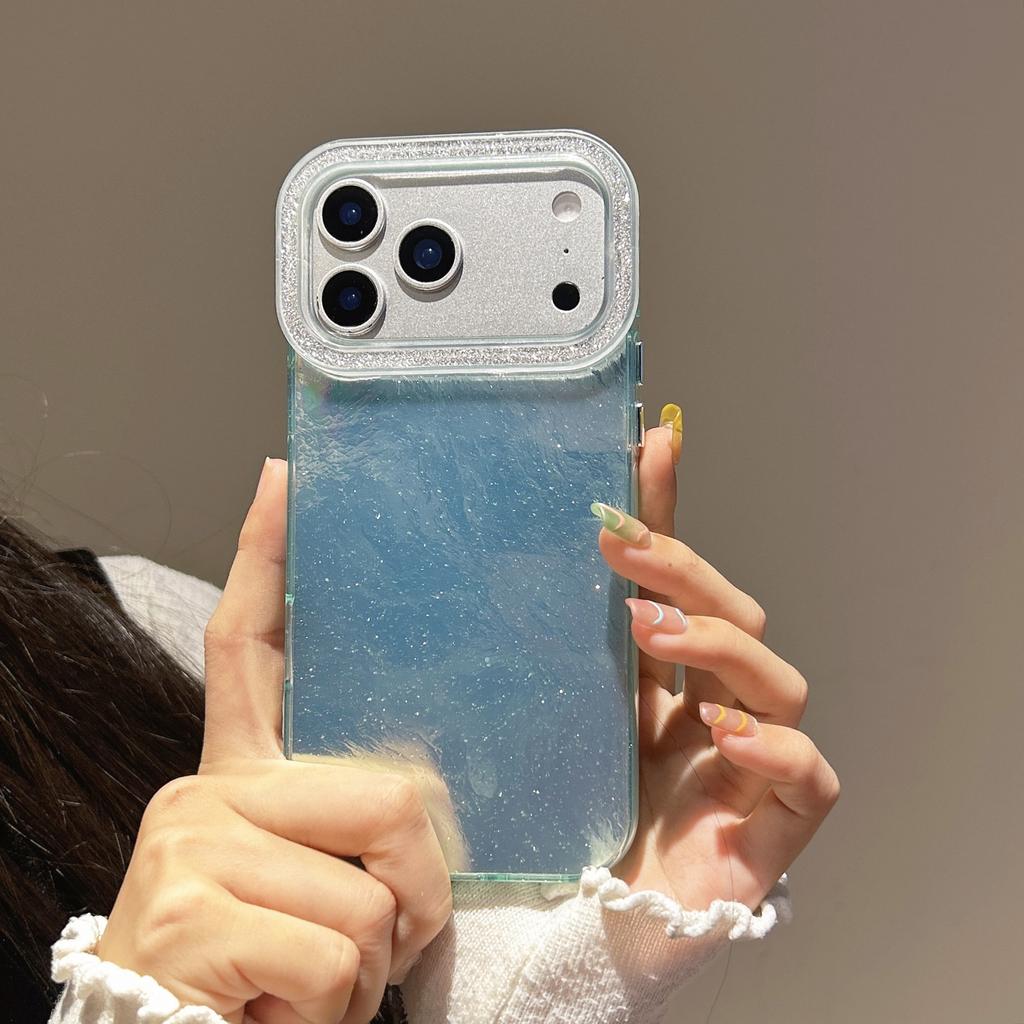 Gradual change smudge suitable for Apple 17Pro max mobile phone case iPhone16 new 15/14 glitter frame lens case