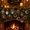 Festive Home Decoration 12PCS Christmas Tree 2D Flat Pendant, Pearl Acrylic Art Kits, Bright Seasonal Wall Hanging Color Classic Patterns Ornament for