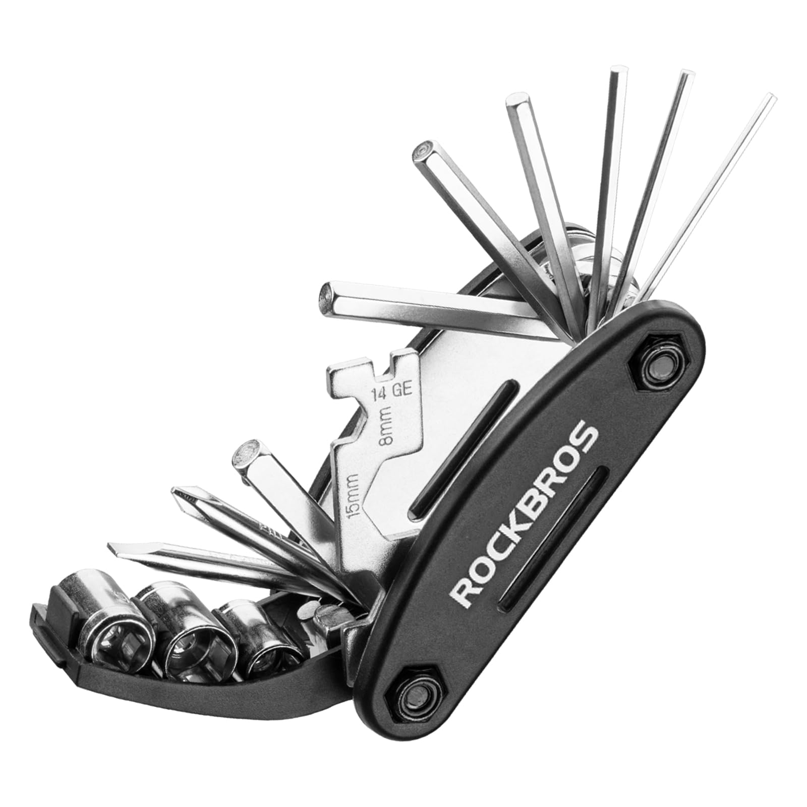 

ROCKBROS Bicycle Hex for Road and Cross Bikes Multi-Tool Set, 16-in-1, Multi-Function, Portable, Wrench, Socket, High-Hardness, Portable, Foldable, чёрный