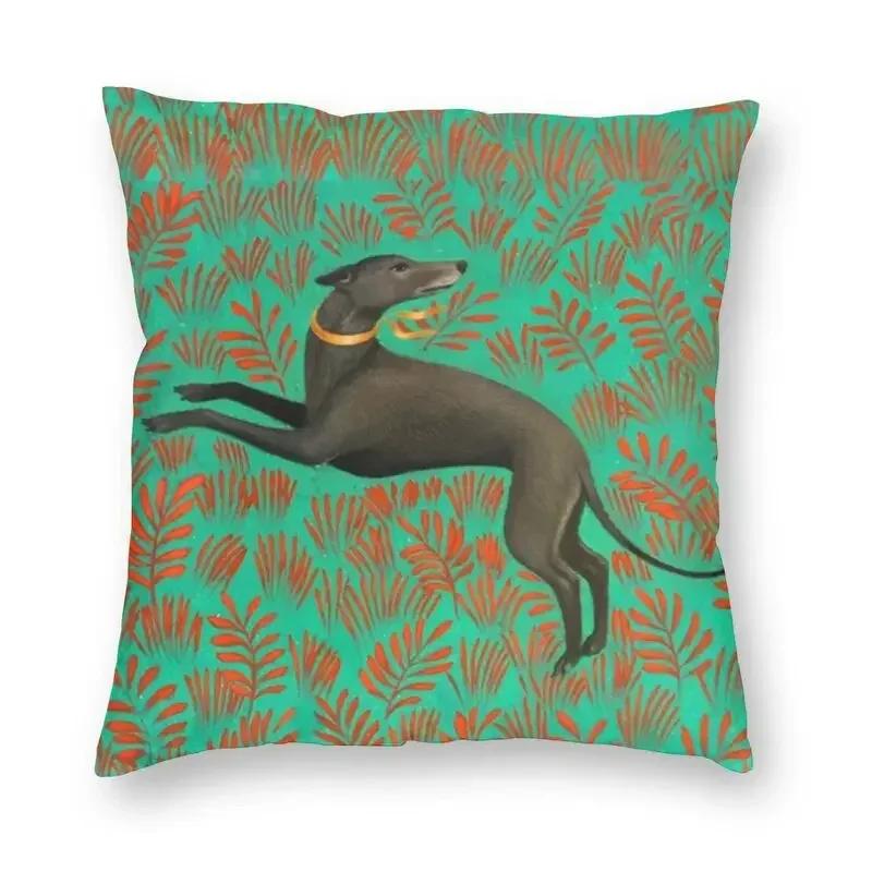 Greyhounds With Gold Collars Pillow Case Home Decorative Sihthound Dog Nordic Cushion Cover Velvet Pillowcase For Sofa