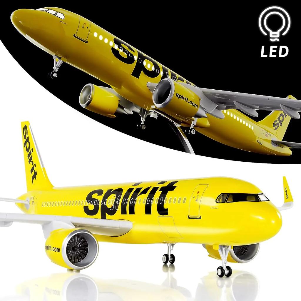 1:80 Scale 47cm 320 Large Airplane Model Spirit Airlines Airbus A320 Plane Model Diecast Airplanes Decorations Aircraft Collecti