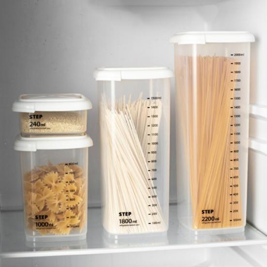 Food Jar Food Grade Dust-proof Plastic Scale Mark Style Food Sealing Jar for Home