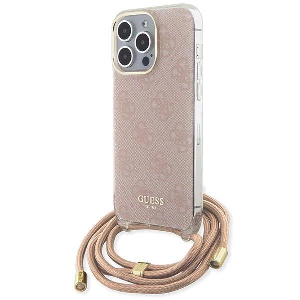 Guess Guhcp15Lhc4Sep Iphone 15 Pro 6.1Rosa/Pink Custodia Rigida Cordoncino a Tracolla Stampa 4G