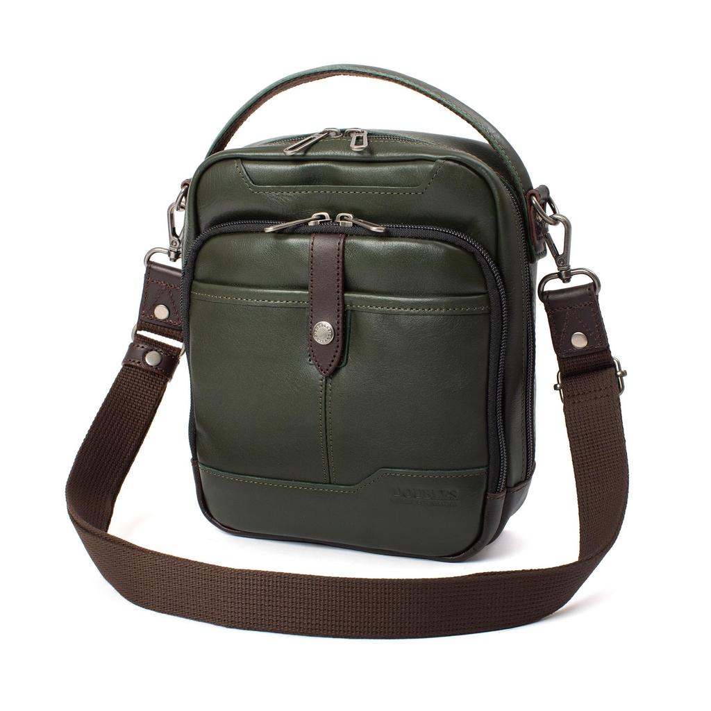 Doubles Men's Genuine Leather Shoulder Bag, A5 Capacity, BKS-7040 (Green)