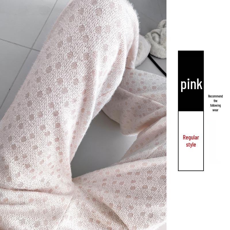 

Polka Dot High Waist Wide Leg Knit Pants L