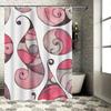 Swirly Delightful Shower Curtain Pink White Floral Print Bathroom Decor Waterproof Privacy Liner for Bathtub