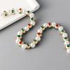 Vintage Heavy Craftsmanship Glass Pearls Necklace With Red Green Gemstones Designs Zinc Alloy Jewelry for Women