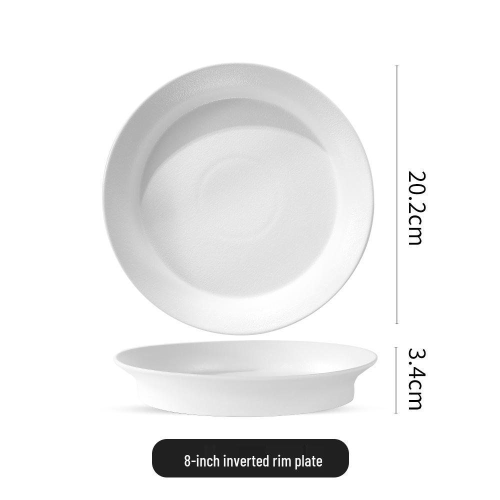 Round Ceramic Deep Soup Plate, Western Dinner Dish, Matte Finish, Specialty Restaurant Tableware, Household Large Plate