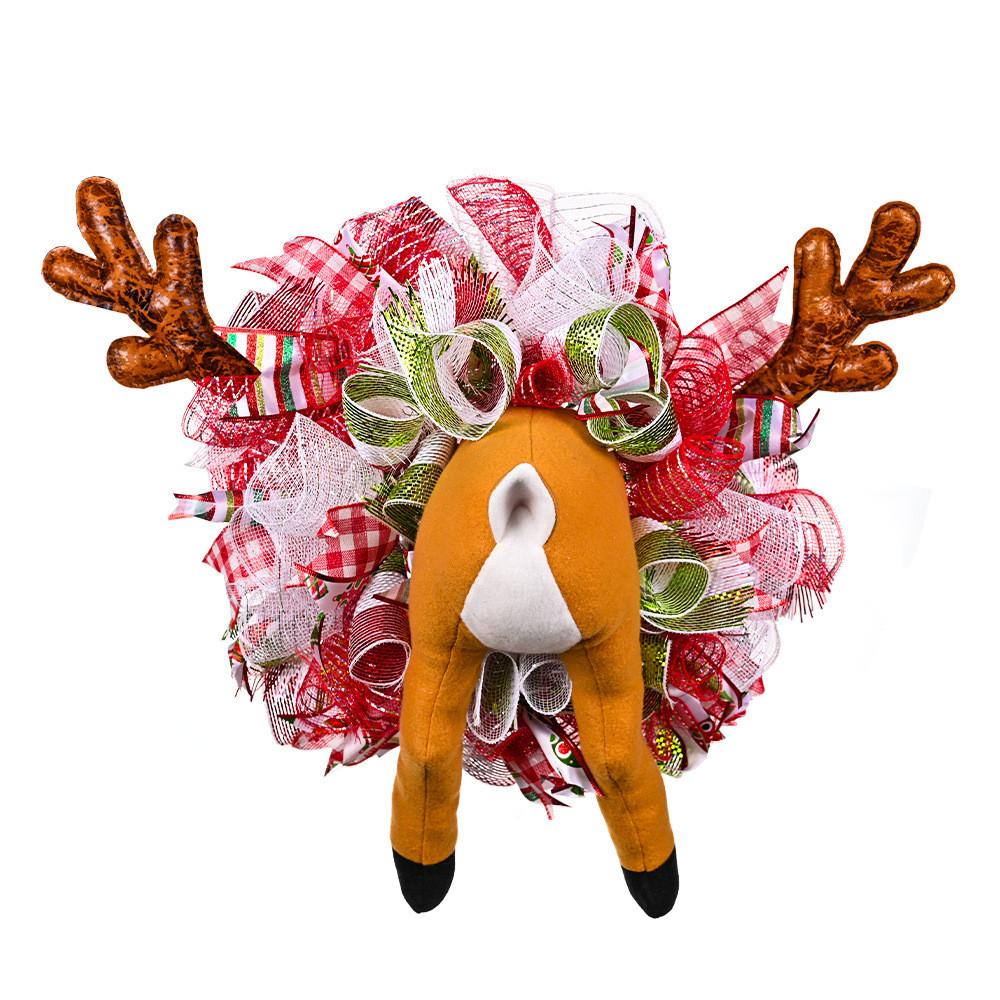 

Unique Decorative Christmas Reindeer Butt Fabric Wreath For Enchanting Holiday Events Displays And