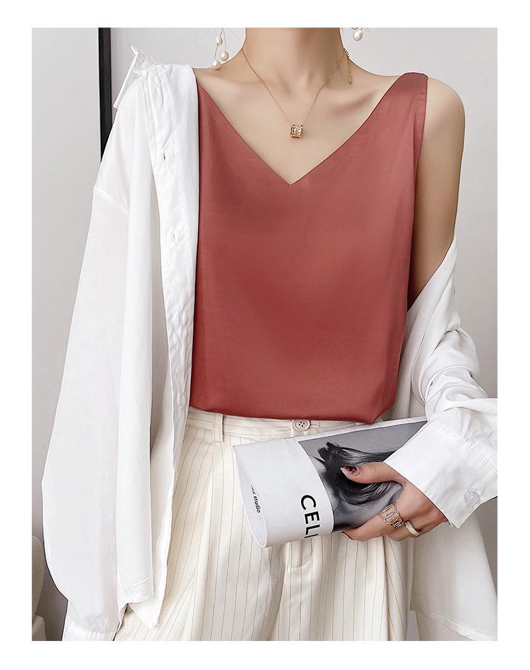 Dames Zomer Satijnen Zijden Camisole: Mouwloze Top, Basislaag van IJszijde, Veelzijdig Ondergoed of Bovenkleding