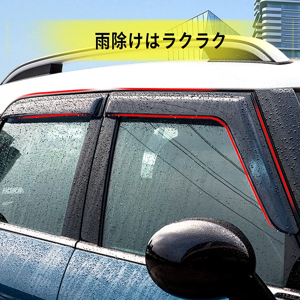 YORKNEIC Side Visors for Honda Door and Window Visors with Strong Mud Sun and Rain Custom Smoke Exterior Set of 4 N-BOX JF3/JF4 (2017-2022),