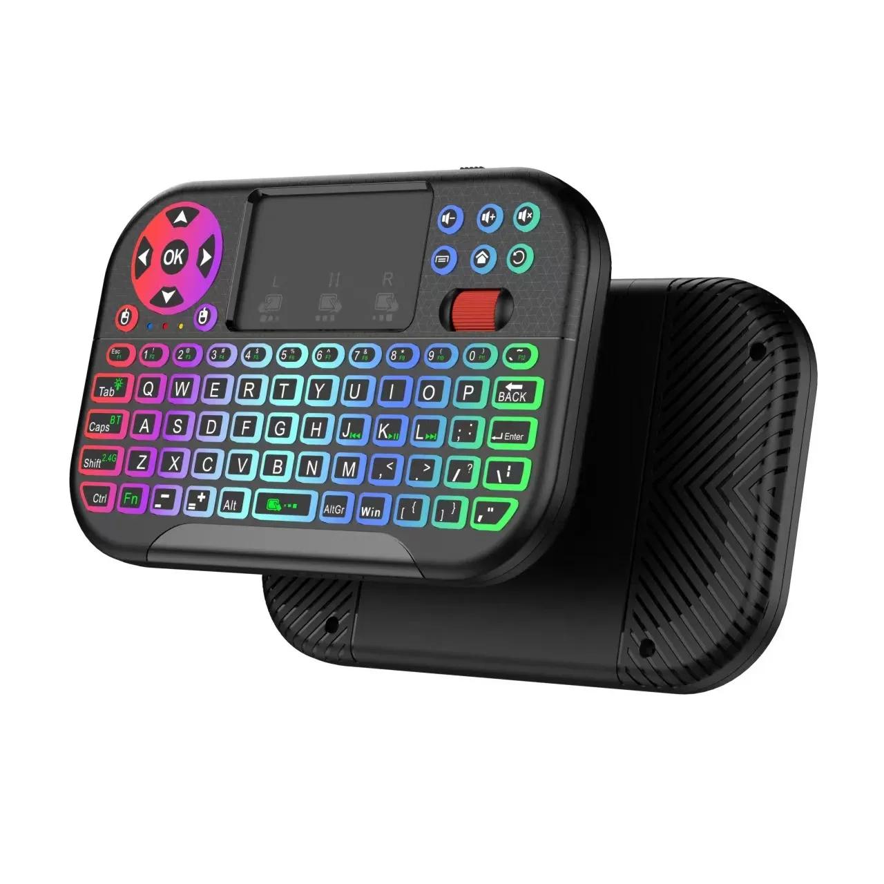 

Wireless Mini Keyboard Dual Mode BT5.2 2.4G Air Mouse Remote Control Backlit Touchpad for Android TV Box PC Projector чёрный