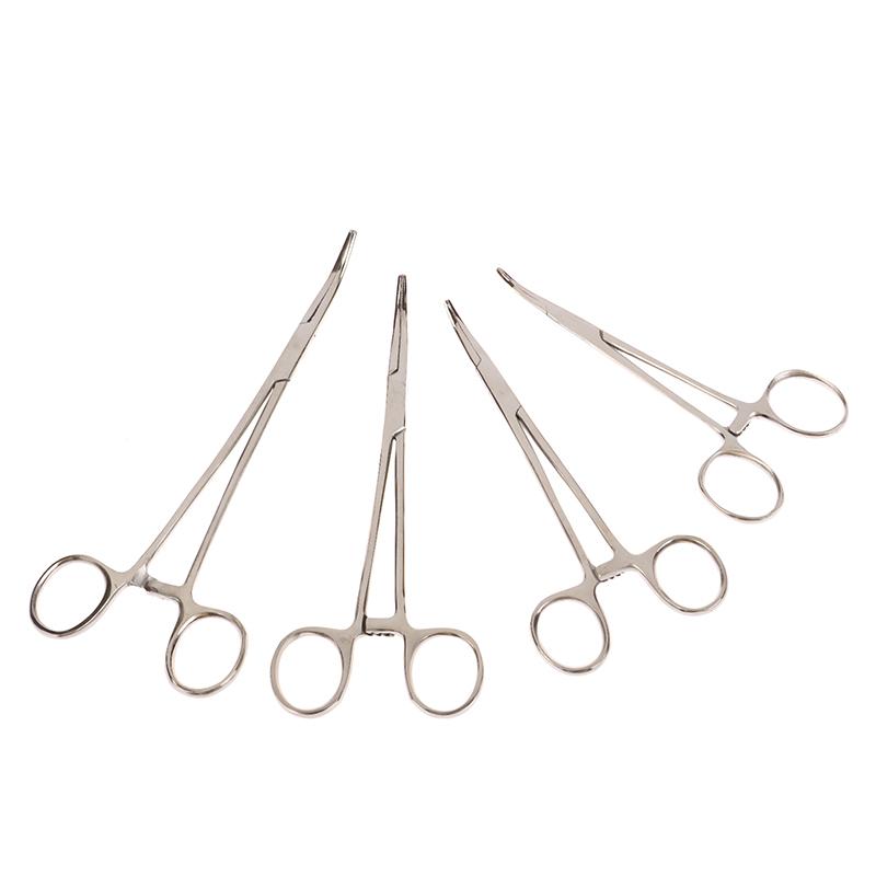 12.5/14/16/18 Cm Bent-Nose/Straight Curved Stainless Steel Locking Elbow Scissors Pliers Hemostatic Forceps Clamp Pliers