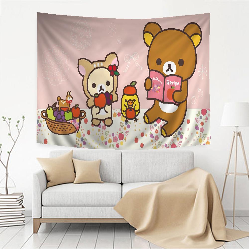 Kawaii Rilakkuma Bear Hippie Wall Hanging Tapestries for Living Room Home Dorm Decor Art Home Decor