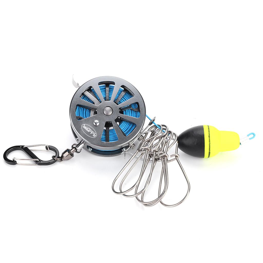 Fish Lock Buckles 6m 5 Locks Chain Stringer with Float Fishing Tackle Accessory(Silver 60#)